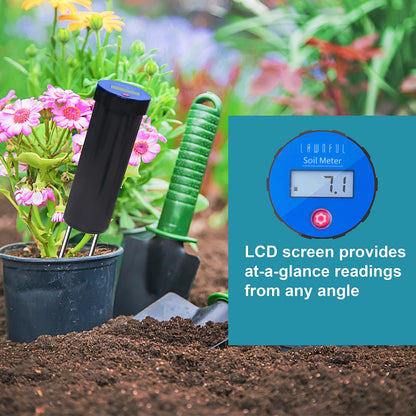 LAWNFUL Digital Soil pH Meter, Industrial Grade Soil pH Tester with Calibration-Free LCD Display