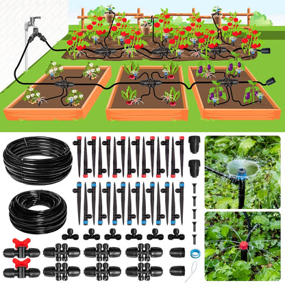240FT Drip Irrigation System Kit New Quick-Connect, Automatic Garden Watering Misting System for