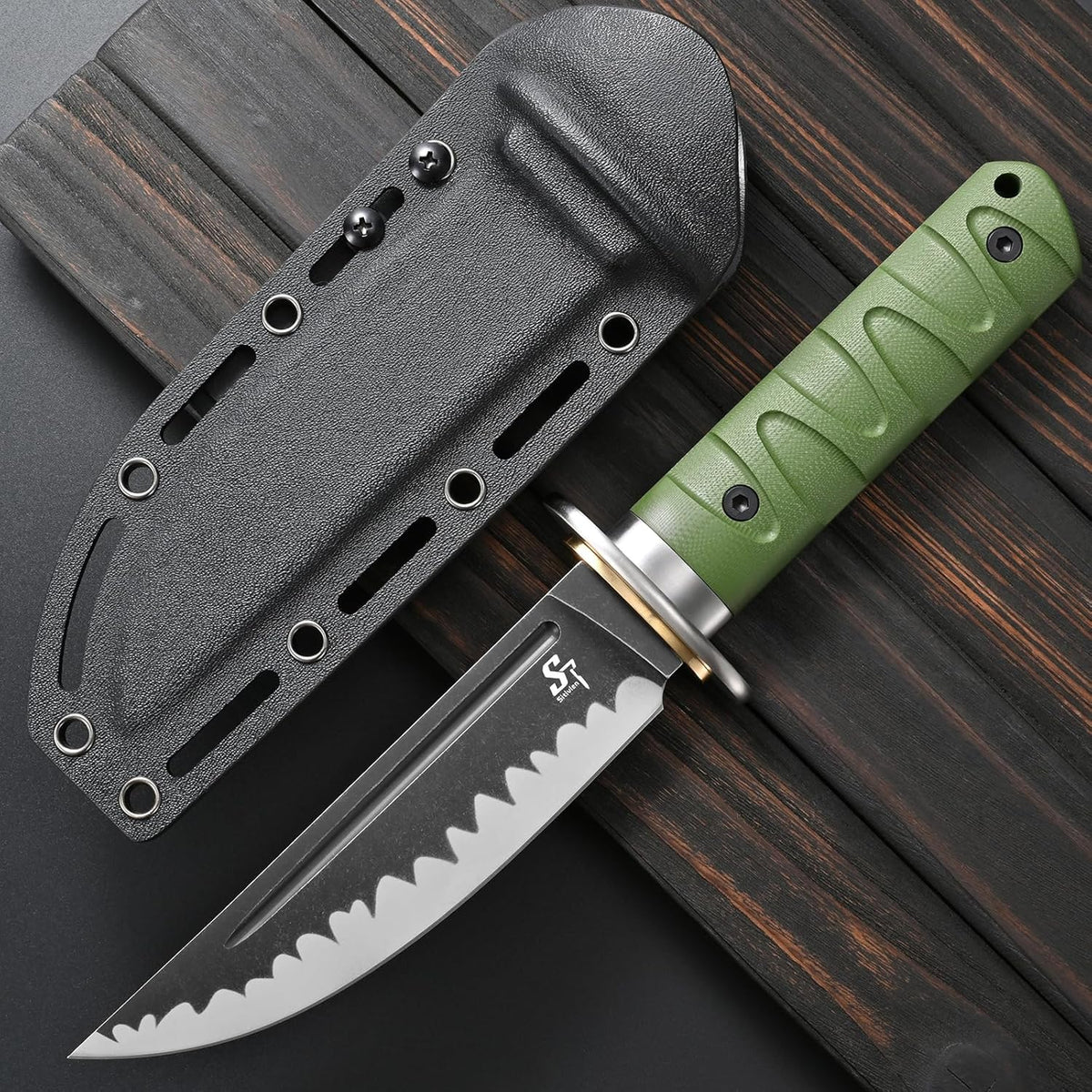 Sitivien ST29 Fixed Blade Knife, AUS-10 Steel Blade G10 Handle Full Tang Bowie Knife for Outdoor