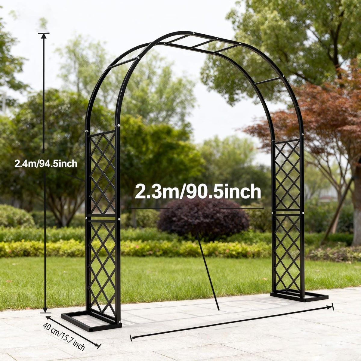 Metal Garden Arbor, Heavy Duty Metal Garden Arch Trellis for Climbing Plants, Decorative Archway
