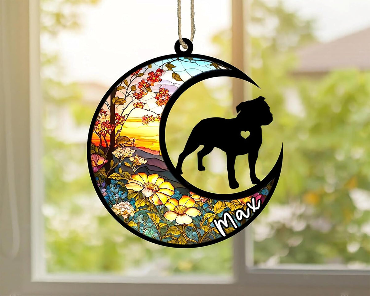 Personalized Dog Memorial, Custom Name Staffordshire Bull Terrier Dog Christmas Ornament, Custom