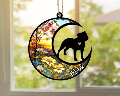 Personalized Dog Memorial, Custom Name Staffordshire Bull Terrier Dog Christmas Ornament, Custom