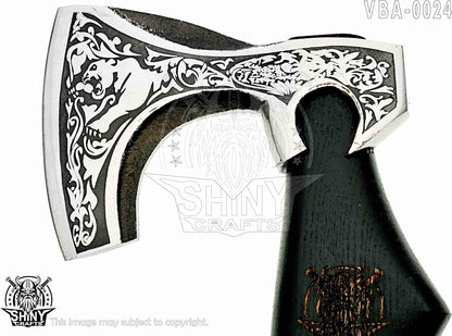 SHINY CRAFTS-Camping Axe Tomahawk Viking Bearded Axe Handmade Viking Axe with Ashwood Handle Viking