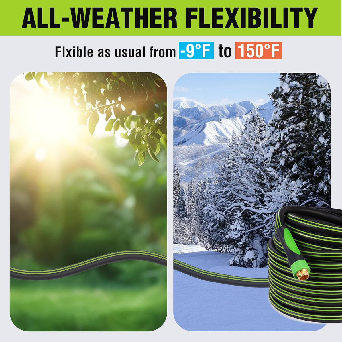 WORKPRO Hybrid Garden Hose 5/8 in.x 100ft, Water Hose Heavy Duty, Flexible, Lightweight Hybrid