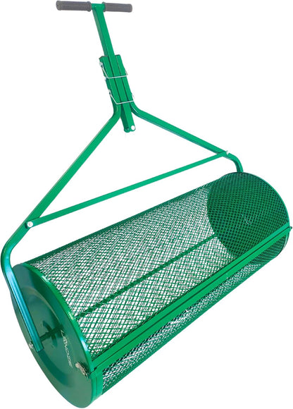 LANDZIE Lawn & Garden Spreaders - 44 Inch Heavy Duty Metal Mesh Basket Push/Tow Spreader - Compost