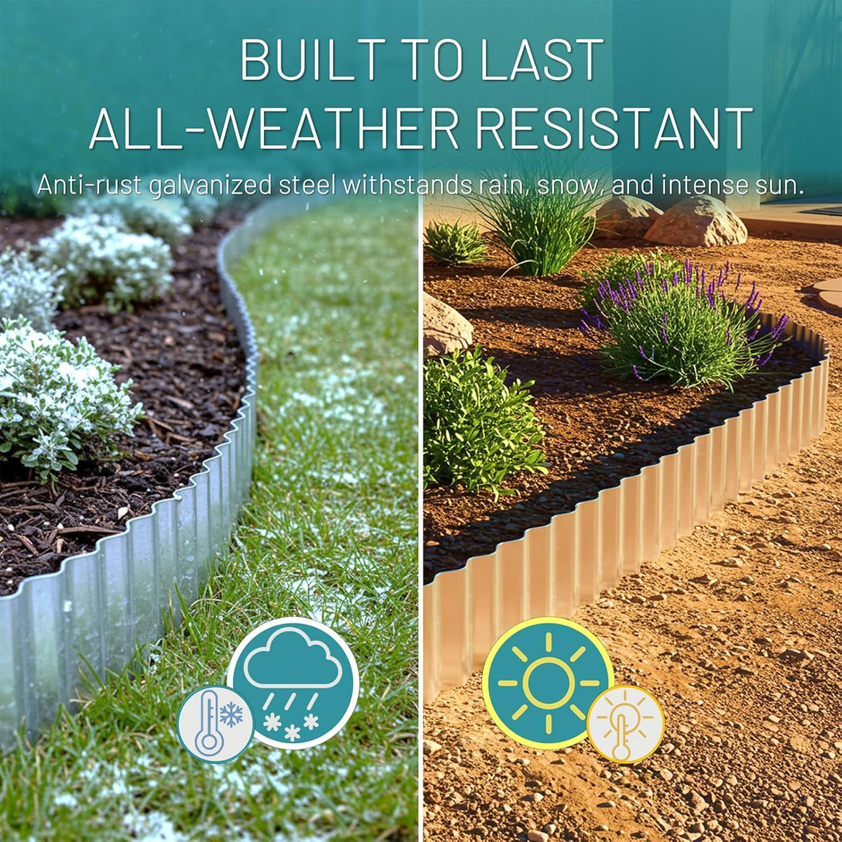 50FT Galvanized Steel Corrugated Metal Landscape Edging – Flexible & Rustproof Garden Edging