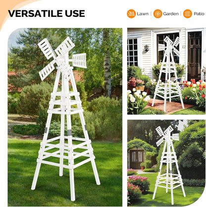 Wooden Windmill, Weather-Proof Wind Spinner, Outdoor Wind Mill for Garden Lawn Patio Decoration