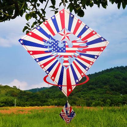 DJUAN 4th of July Decorations,13.5in Stainless Steel Eagle Flag Patriotic Wind Spinner Fourth of