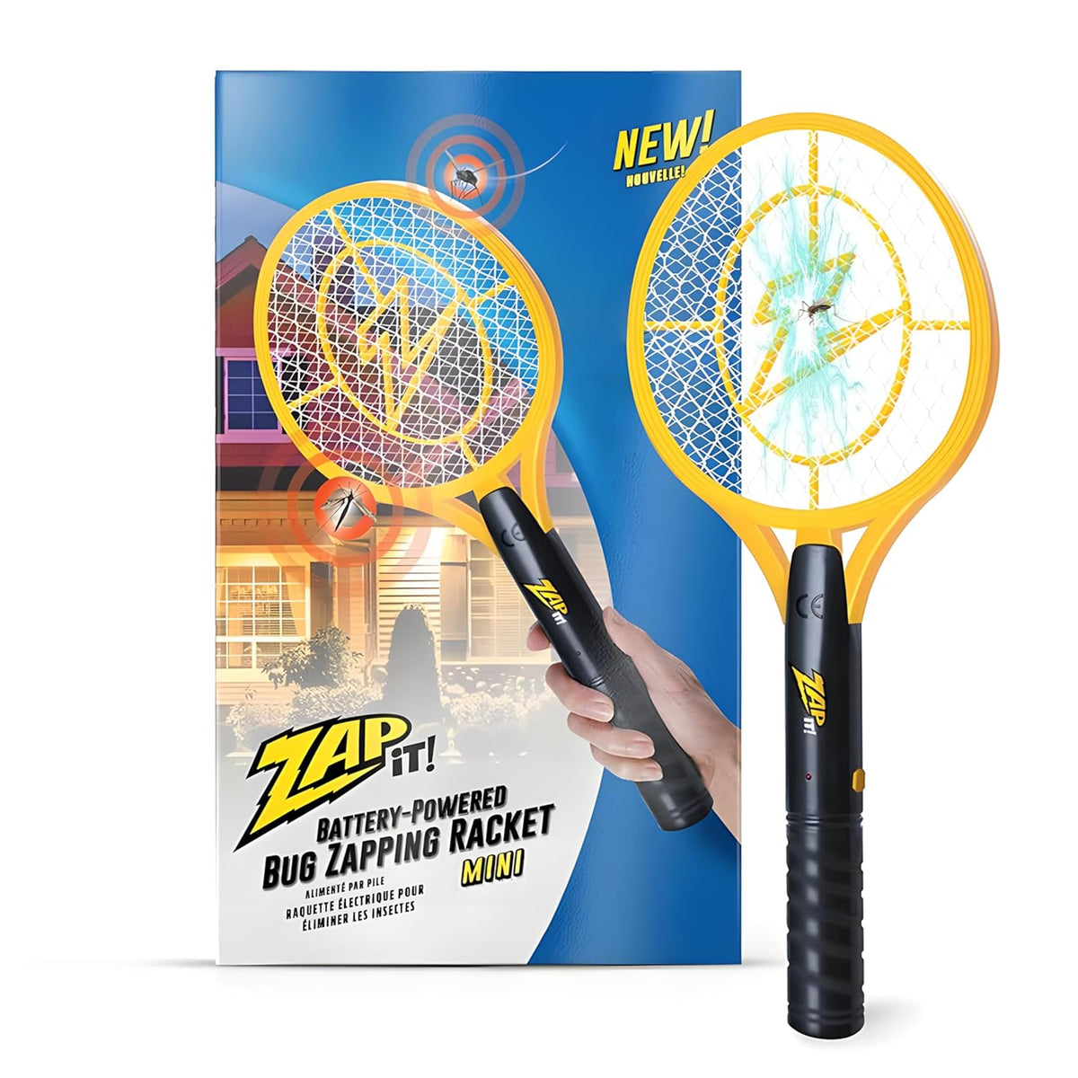 ZAP IT! Electric Fly Swatter Racket - 3,500 Volt Bug Zapper Racket - Battery-Powered Fly Zapper and