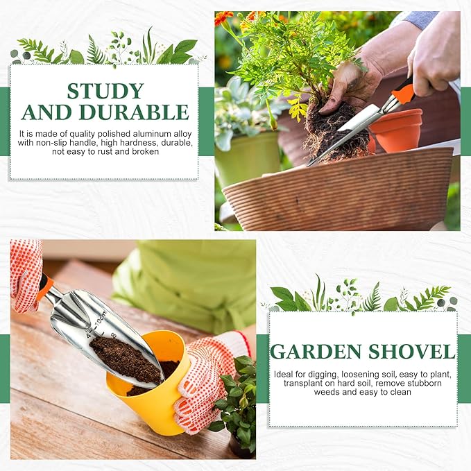 Honoson Garden Hand Trowel Transplant Trowel with Measurements Aluminum Alloy Planting Tools with