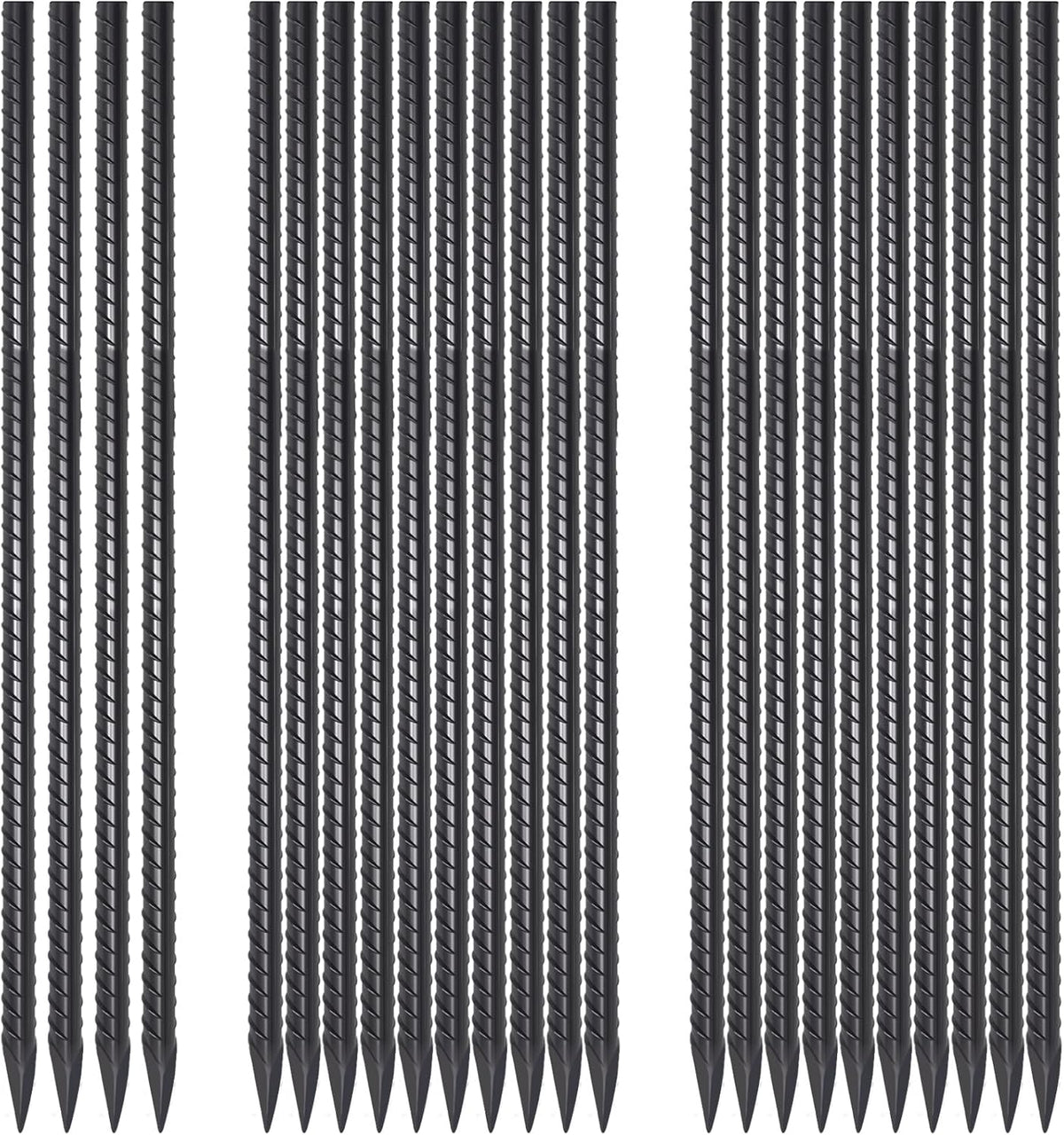 24 Pack Straight Rebar Stakes 24 Inch Metal Stakes for Ground Heavy Duty with Chisel Point End 1/2