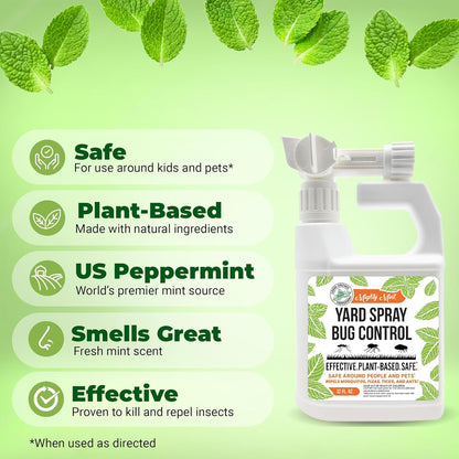 Mighty Mint Peppermint Oil Lawn & Yard Bug Control Spray – Natural Outdoor Pest Repellent for
