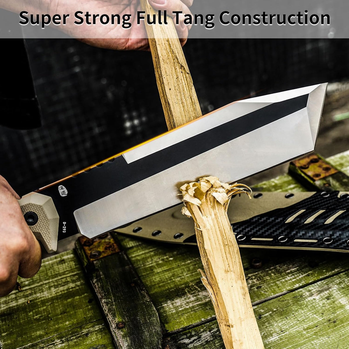 HX OUTDOORS 14 Inch Machete Camping Knife, Premium DC53 Steel Fixed Blade Knife, Kukri Gardening