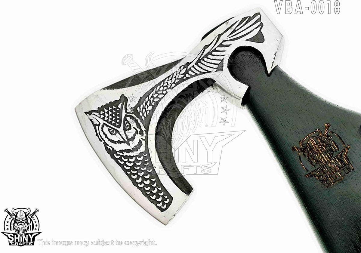 SHINY CRAFTS-Axes Handmade Viking Axe Hatchet Norse Battle Axe-with Carbon Steel Head and Black