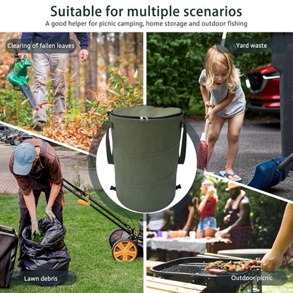 Pop up Camping Trash can with lid,Collapsible 24 Gallons Trash can with Sorting Clips,Garden