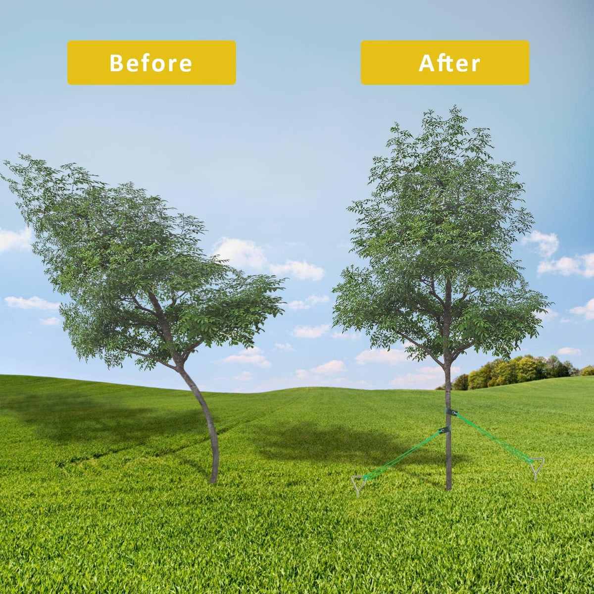 Tree Stake Kit, Heavy Duty Spiral Tree Stakes for Leaning Trees, Straightening Solution for Young