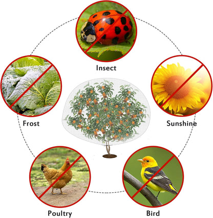 6.2 x 8.2 Feet Insect Bird Barrier Netting Mesh with Drawstring, Garden Bug Netting Plant Cover for