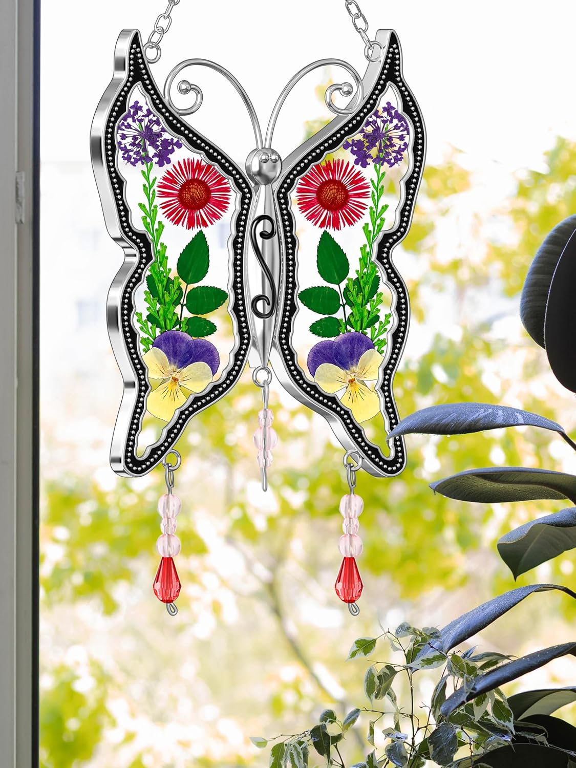 KY&BOSAM Butterfly Suncatchers DIY Stained Glass Suncatcher for Windows Ornament Wind Chime with