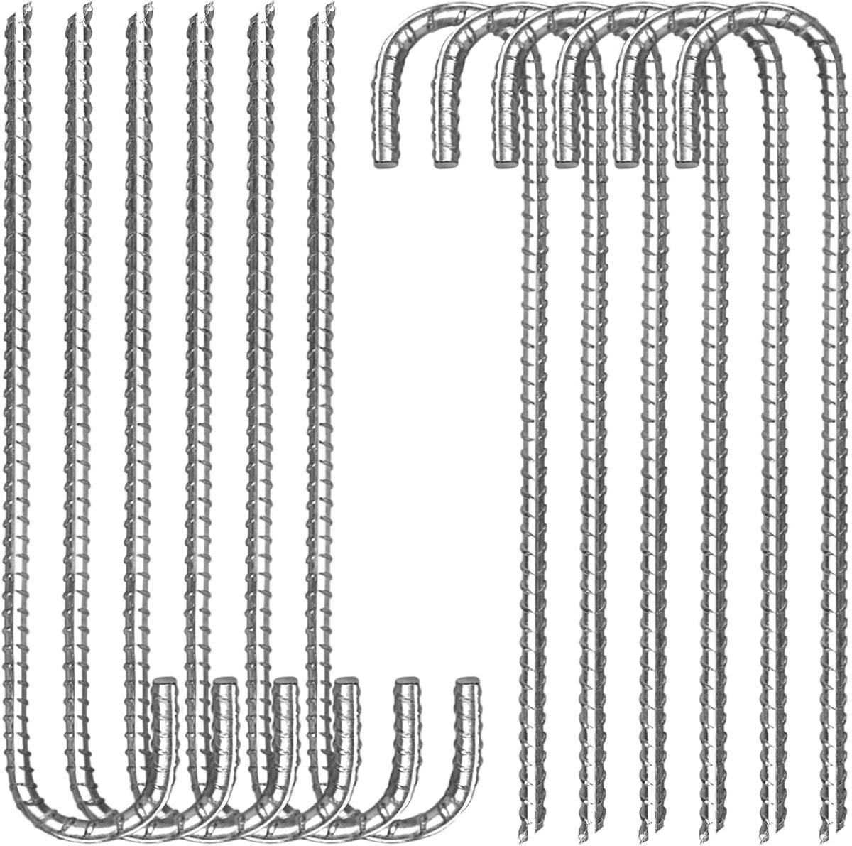 12 Pack 12 Inch Rebar Stakes Heavy Duty J Hook Ground Anchors, Anti Rust Metal Steel Tent Stakes