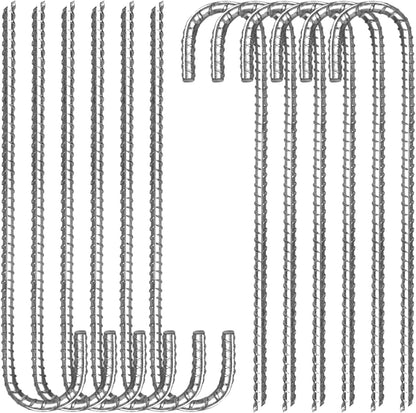 12 Pack 12 Inch Rebar Stakes Heavy Duty J Hook Ground Anchors, Anti Rust Metal Steel Tent Stakes