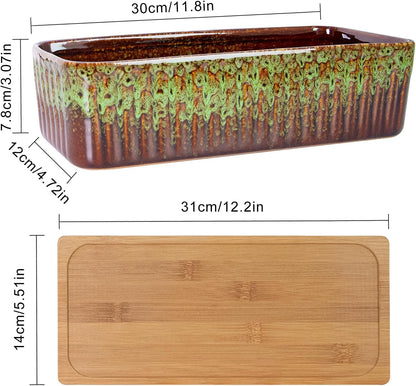 Succulent Pots - 12 Inch Large Succulent Planters with Drainage Tray, Window Sill Planter, Long