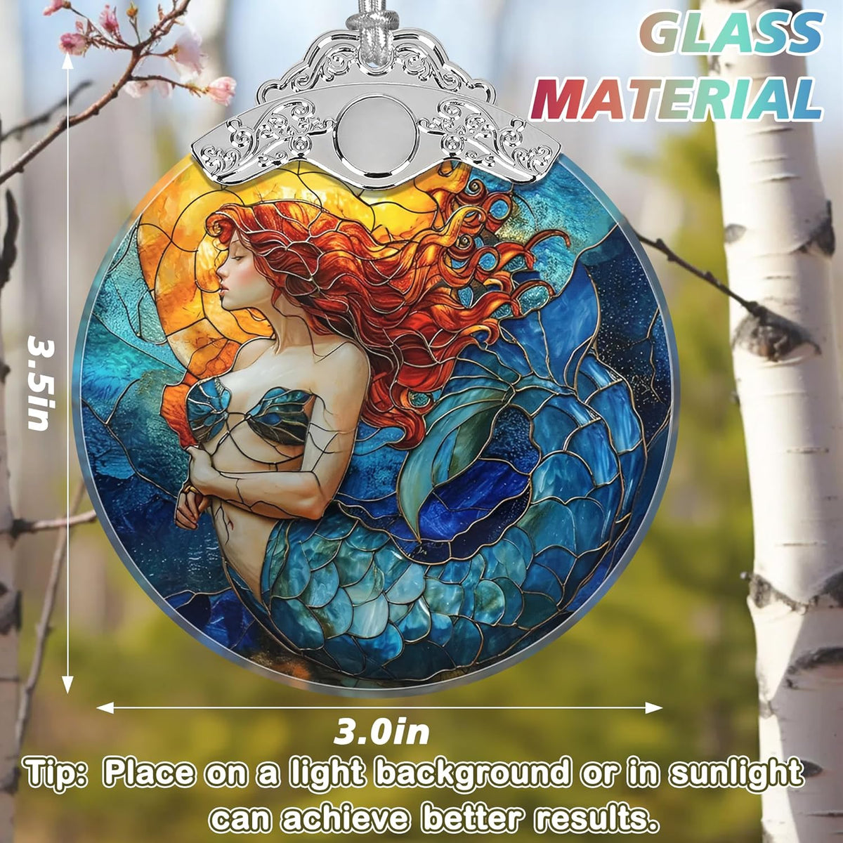 Mermaid Stained Glass Orament - Christmas Ornament - Christmas Decorations for Tree - Holiday