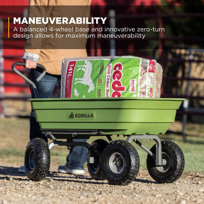 Gorilla Carts 600-Pound Capacity Heavy Duty Poly Yard Garden Steel Quick Dump Utility Wheelbarrow