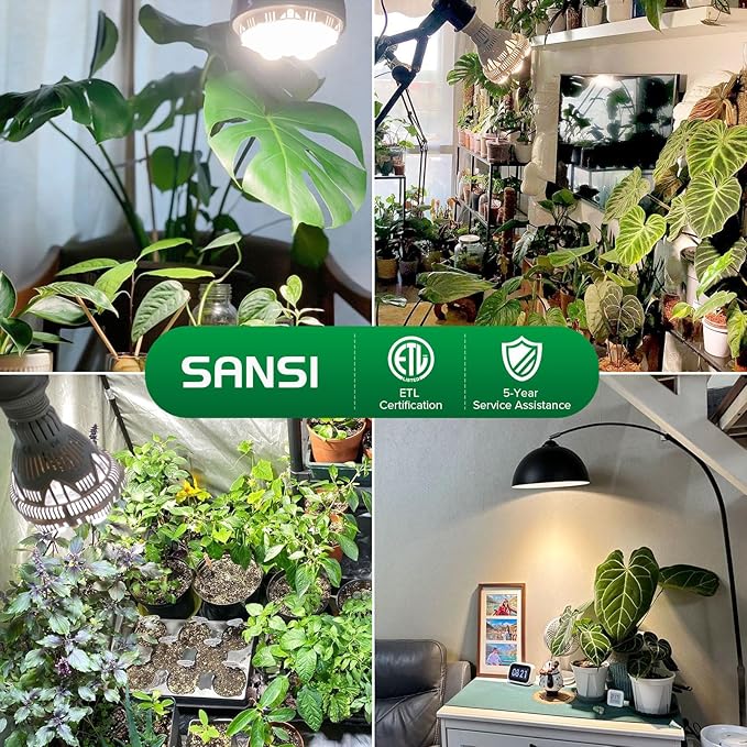 SANSI Grow Light Bulb with COC Technology, Full Spectrum 24W Grow Lamp (300 Watt Equivalent) with