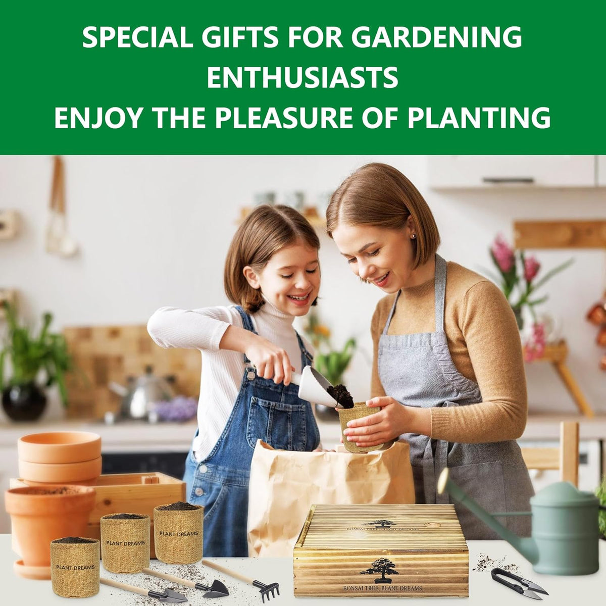 Bonsai Tree Starter Kit for Beginners - Indoor Live Plant Gardening Adult Craft Kits - Unique