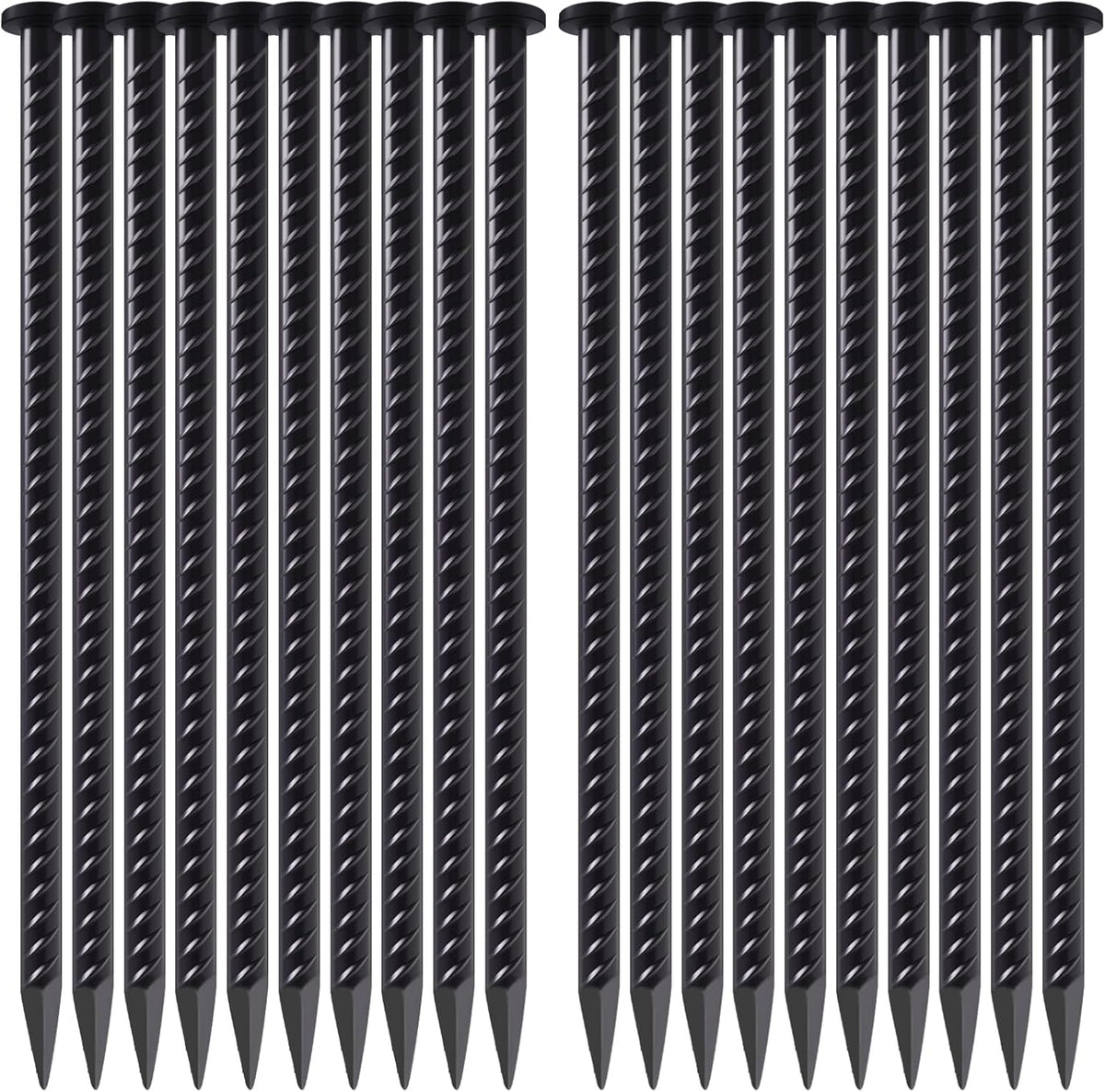 20 Pack Rebar Stakes 16 Inch Steel Ground Anchors 1/2 Inch Diameter Metal Landscape Stakes Heavy