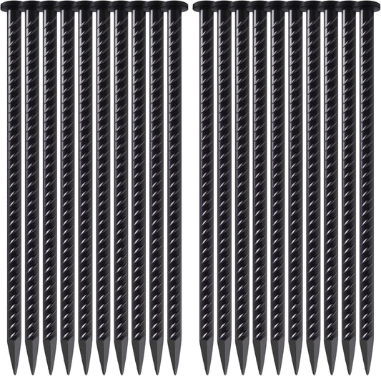 20 Pack Rebar Stakes 16 Inch Steel Ground Anchors 1/2 Inch Diameter Metal Landscape Stakes Heavy