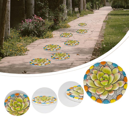 Succulent Pattern Cement Stepping Stones Outdoor - Stepping Stones Pavers for Outside Walkway