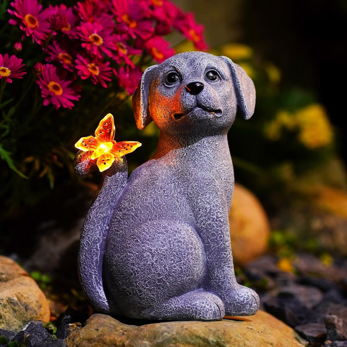 Nacome Dog Outdoor Statues for Garden: Outside Decor with Butterfly Clearance for Yard Art Lawn