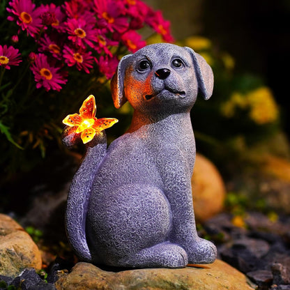 Nacome Dog Outdoor Statues for Garden: Outside Decor with Butterfly Clearance for Yard Art Lawn