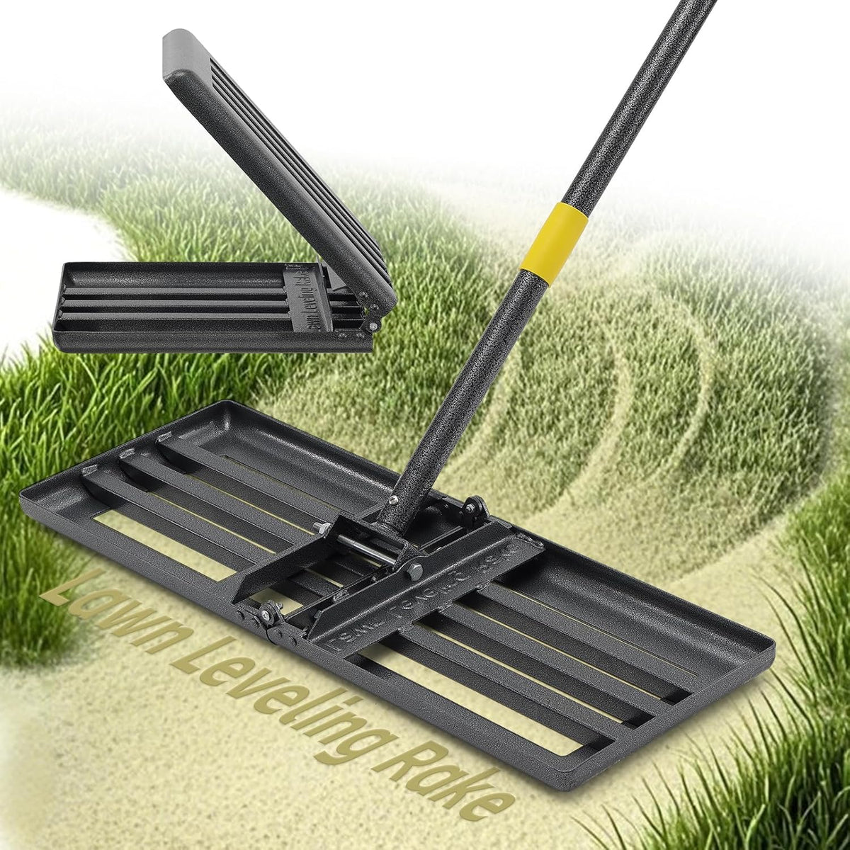 Lawn Leveling Rake 30”x10” Large Heavy Duty Metal Lawn Leveler with 65” Long Adjustable Handle