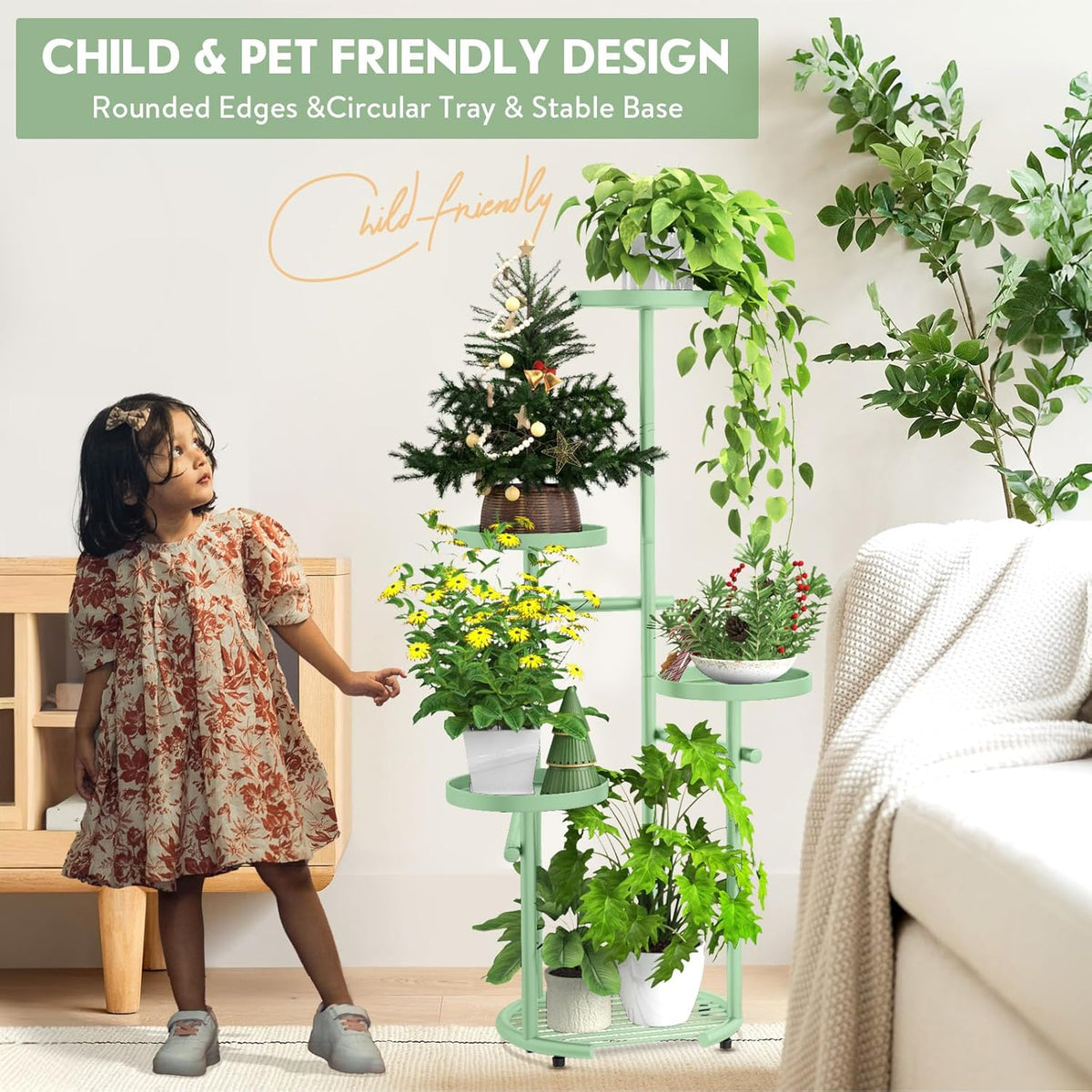 TOSKING 5 Tier Metal Plant Stand Indoor， Plant Shelf, Corner Shelf Flower Pot Stand for Outdoor