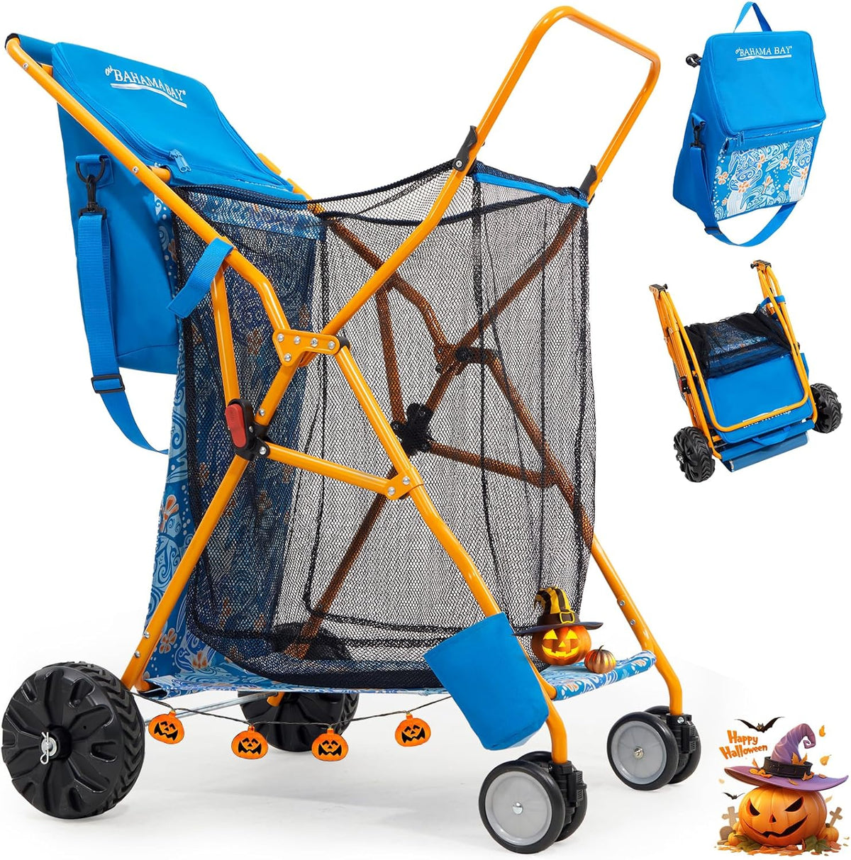 Old Bahama Bay Beach Cart with Large Wheels for Sand, Wide Wheelbase Beach Wagon with Insulated