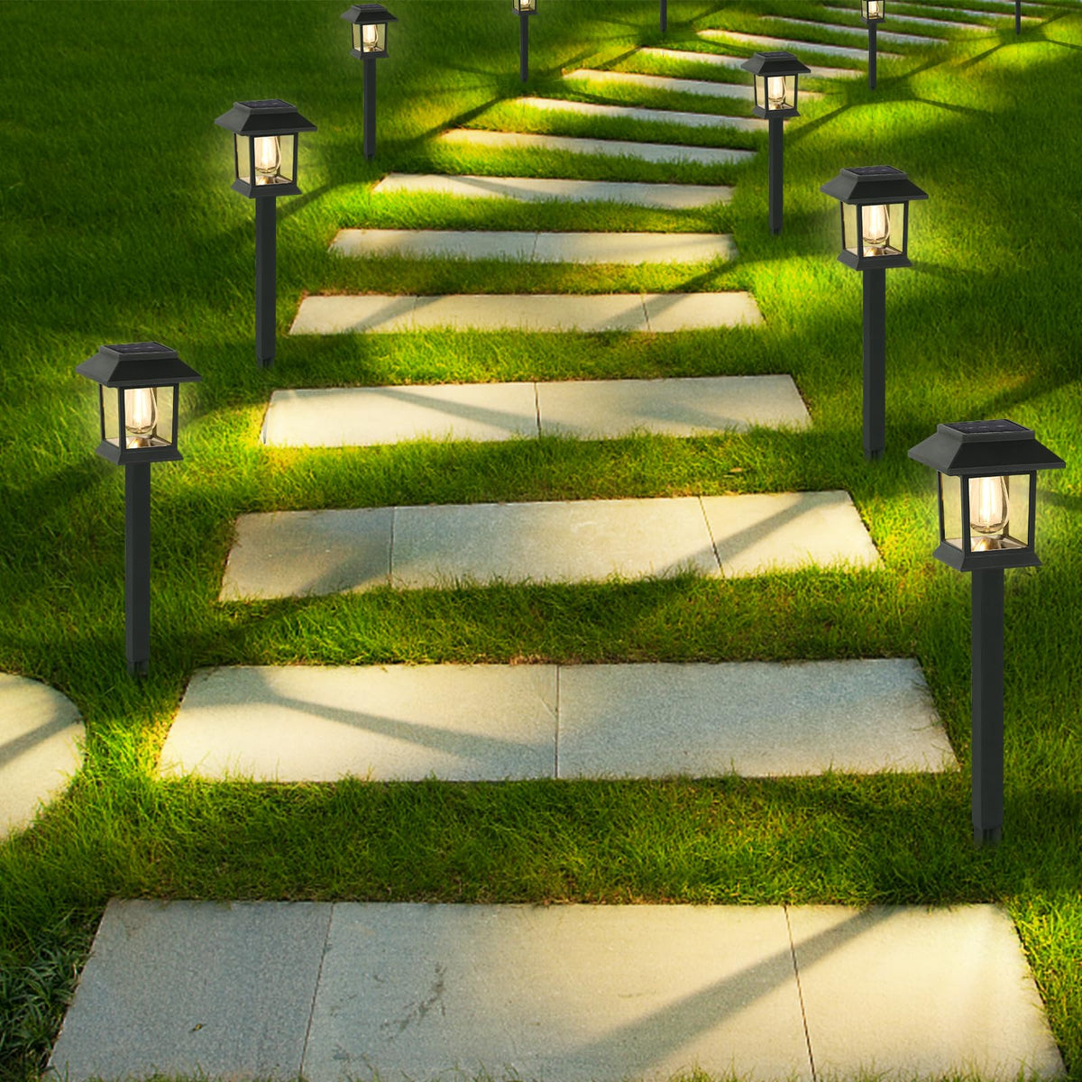 Greluna Solar Lights Outdoor,12 Pack 3000K Waterproof Auto On/Off Solar Pathway Lights for Your