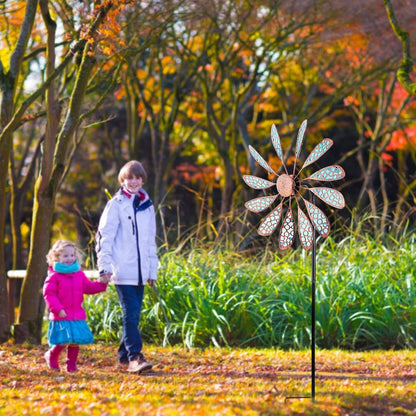 DREAMYSOUL Outdoor Wind Spinner 33" Metal Wind Sculpture Waterproof Fluorescence Wind Spinners for