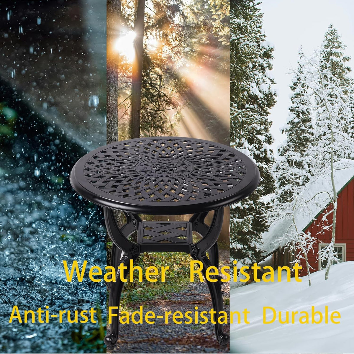 Cast Aluminum Outdoor Side Table,Small Patio Table,Outdoor Coffee Tables for Patio,Garden,Balcony