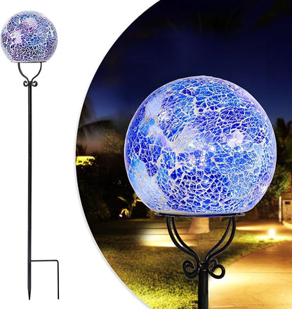 Solar Lights Outdoor Decorative Solar Mosaic Garden Stakes Cracked Glass Decorative Waterproof