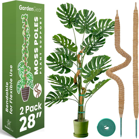 2 Pack 28 Inch Bendable Moss Pole Monstera Plant Support Stakes for Indoor Plants - Tall Moss Stick