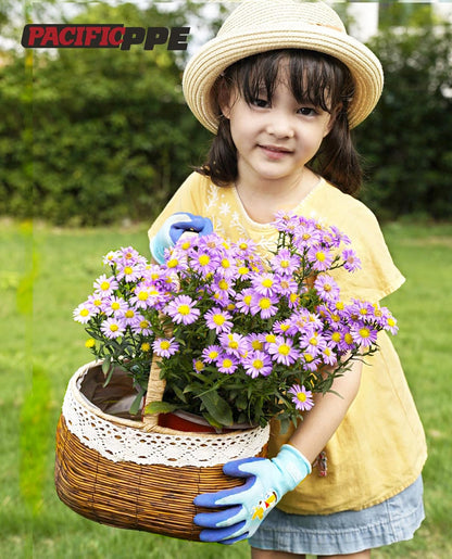 PACIFIC 3 Pairs Kids Gardening Gloves for Age 5-9, Toddler Rubber Coated Garden Gloves, Kids Work