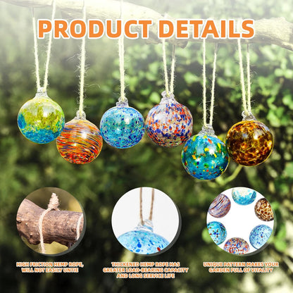 VOREEN Set 6 Hand-Blown Glass Ornaments Balls Witches Ball Hanging Glass Gazing Ball Friendship