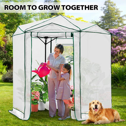 EAGLE PEAK 6.6x6.6 ft Hexagon Pop up Greenhouse, Portable Walk-in Grow Tent for Seed Starting