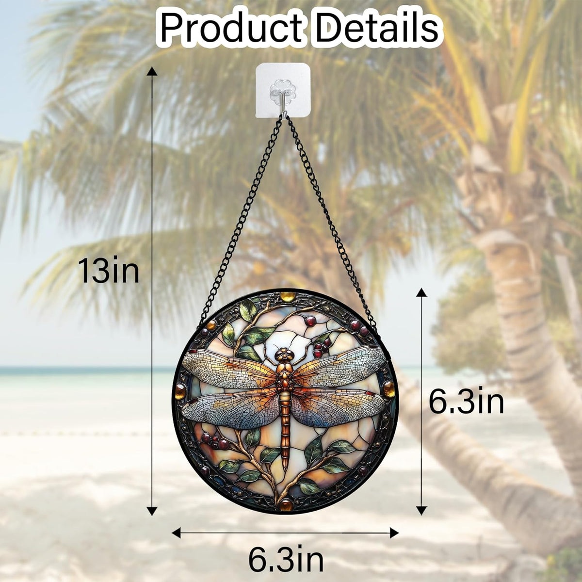Stained Glass Window Hanging - Dragonfly Plant Suncatcher Ready to Hang Window Doors Home
