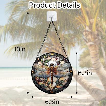 Stained Glass Window Hanging - Dragonfly Plant Suncatcher Ready to Hang Window Doors Home