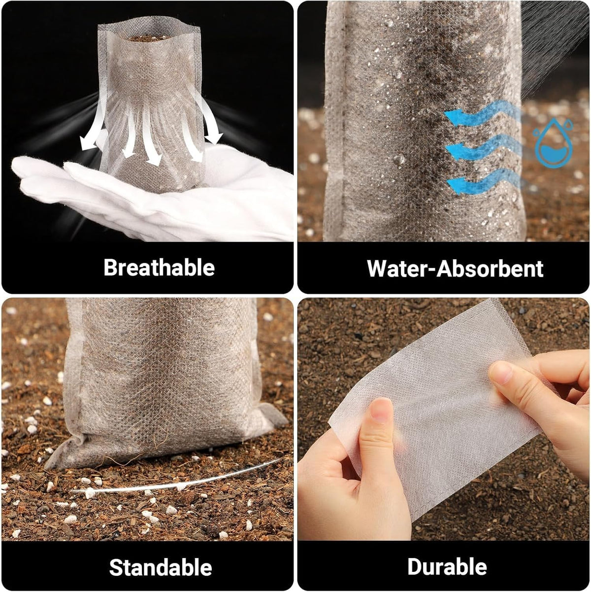 Plant Nursery Grow Bags, Non-Woven Fabric Seedling Starter Pots for Vegetable, Flower, Fruit