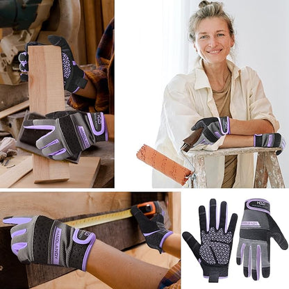HANDLANDY Women Safety Work Gloves Utility Touch Screen Working Grip Glove for Yardwork Gardening