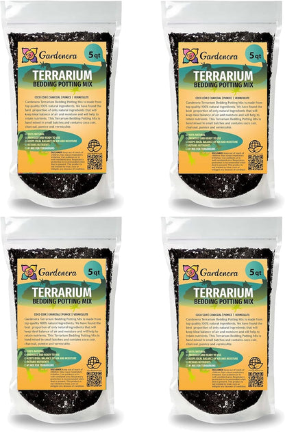 GARDENERA Terrarium Bedding - Custom Blend of Coco Coir, Charcoal, Pumice, and Vermiculite for